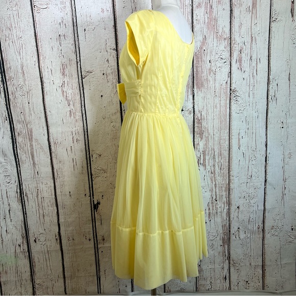 Vintage Pale Yellow Fit & Flare Spring Cocktail Union Made Dress Size 6 EUC - Picture 7 of 14